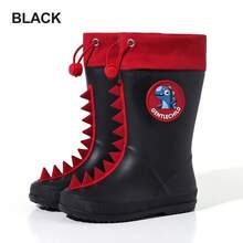 GentleChild Kids Dinosaur Rain Boots Black Red Drawstring Waterproof Non Slip Shoes For Boys Girls School Garden Puddle Outdoor - Black - View 14