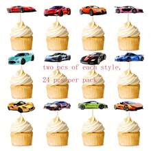 Racing Car Cupcake Toppers Decorations For Sports Racing Theme Birthday Party Cakes, Sports Car Racing Cupcake Toppers Decorations - Multicolor - View 11