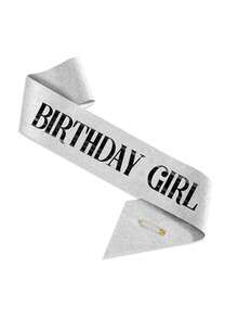 1 Set Silver Birthday Girl Rhinestone Crown Headband Set, Suitable For Birthday Party Decoration - Silver - View 4