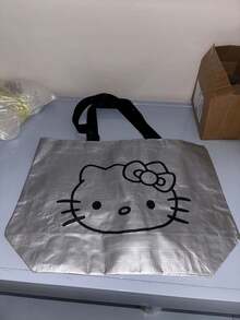 SANRIO Hello Kitty 可折疊購物托特包，可重複使用大容量購物袋，便攜收納袋，適合露營、戶外活動與日常使用，2色可選（粉色附扣/銀色無扣） - 彩色 - 查看 9