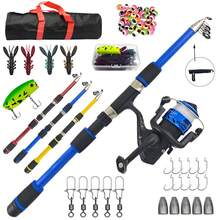 Portable Telescopic Rotating Fishing Rod And Reel Set, Includes Soft Lures, Crayfish Baits, Hard Lures, Sinkers, Swivels, Hooks And Storage Bag, Freshwater And Saltwater Universal Travel Fishing Gear Set, Suitable For Beginners - Set - View 1