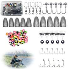 Fishing Tackle Accessories Kit With Bullet Lead Sinkers Jig Heads Swivel Snap Fish Eye Beads Rubber Stoppers Worm Hooks Offset Hooks Storage Box Freshwater Saltwater Fishing Line Connector Set For Anglers - Set - View 1
