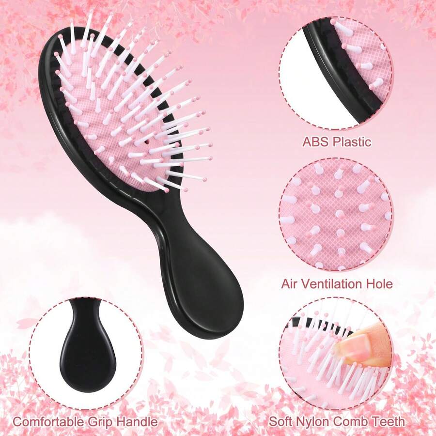 1pc New Elastic Curly Hair Styling Massage Comb, Made Of Wheat Straw, With Arched Leopard Print Pattern, Available In Black And Pink, Suitable For Home Use, Can Style Big Wave Hairstyles, Expandable Comb, Easy To Use, Suitable For Wedding Bride Accessories, Women's Beach Accessories, Travel Essentials