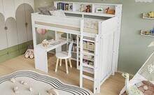 White 204 X 121 Cm Platform Bed Frame In Wood With Storage (Mattress Not Included) - 白色 - 查看 4