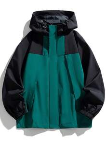 Women's Spring/Autumn Hooded Jacket Plus Size - Dark Green - View 3