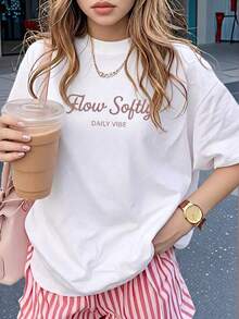 Women T-Shirts - Red and White - View 2