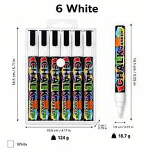 12/8色液體粉筆標記筆，1.0mm粗筆尖彩色乾擦標記筆，鮮豔色彩，可擦拭，適用於白板、黑板、窗戶、玻璃、汽車等，返校季 - 彩色 - 查看 13