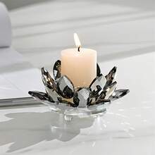 1pc Sparkling Crystal Floral Candle Holder, Ideal Housewarming Gift And Valentine's Day Home Decor - Multicolor - View 11