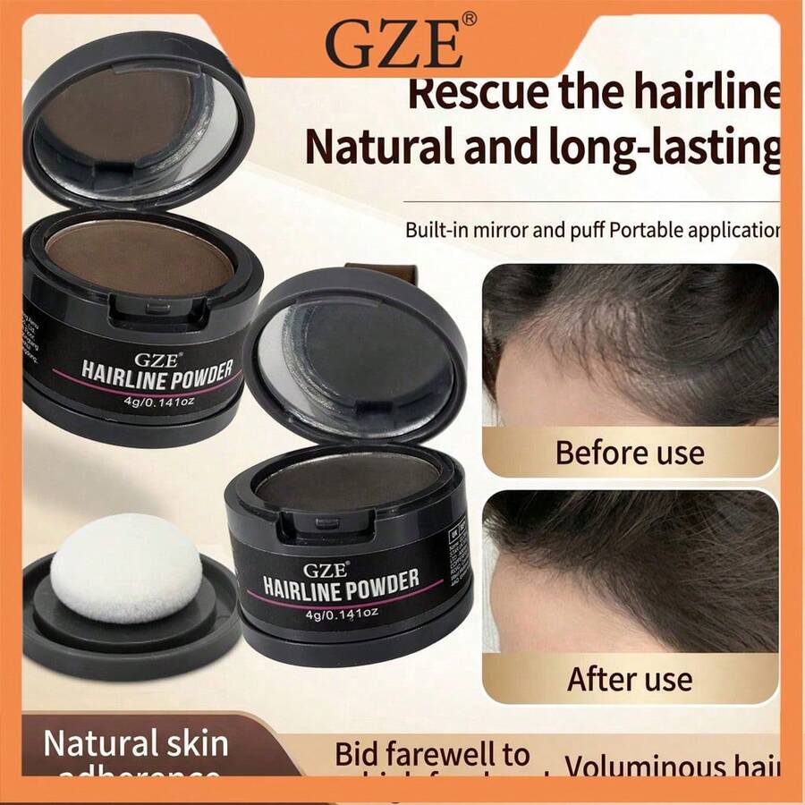 GZE 髮際線補色粉 3色 4g/0.141oz,防水髮影粉,遮蓋稀疏髮量、填補後退髮際線並遮蓋灰白髮根,立即打造豐盈自然髮型 - 彩色 - 查看 1