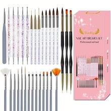 Set Kuas Nail Art Profesional 31 Buah - Pena Gel 3D, Kuas Akrilik, Alat Kuku Berkualitas Salon untuk Penggunaan di Rumah dan Salon - Berwarna merah muda - View 13