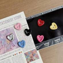 5/7pcs/Set Colorful Button Heart Fridge Magnets, Cute Decorative Fridge Magnets, Creative Gift For Kitchen, Whiteboard, Locker, Refrigerator And Home Decor - Style 1 - View 8
