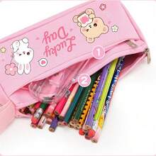 Pink Cartoon Design - Large Capacity Pencil Case, A Creative Stationery Box For Gifts,Back To School Supplies Essentials - Multicolor - View 3