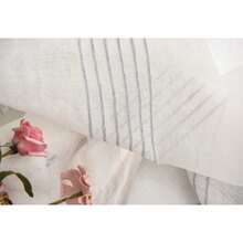 1 pieza Cortina transparente de estilo minimalista moderno americano blanco con rayas verticales grises bordadas, translúcida no transparente, diseño de bolsillo para barra, adecuada para sala de estar, dormitorio, balcón, oficina, decoración del hogar, todas las estaciones - Blanco - Ver 6