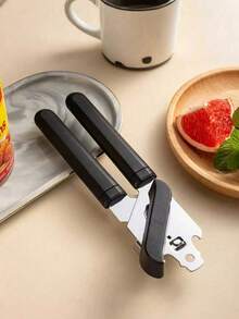 1件裝簡易手動廚房工具 開罐器兼開瓶器，不鏽鋼多功能開罐器，易開蓋防濺手部設計，省力槓桿式收納方便，防滑矽膠手柄，加厚不鏽鋼圓角刀片，約 17.5x5.5cm，輕巧便攜，適合長輩、關節炎患者，居家、露營、戶外旅行使用 - 查看 6