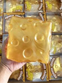 Giant Cheese New Gold Square Cheese, Golden Shiny, Stress Relief And Wealth Attracting, Hand Squeezable Gold Cheese, Wealth And Stress Relief Double Harvest, Cheese Squishy, Squishy Dumpling, Fidget, Squishy - A - View 7