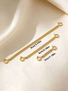 1/3pcs 18K Stainless Steel Extender Chain, Bracelet Safety Chain Necklace Extension Chain, DIY Double-Ended Spring Clasp Finishing Accessories Material - Double-ended Extension Chain - View 2
