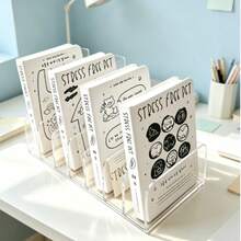 1 Pack Vertical Desktop Bookend Organizer, Modern Minimalist Desk Storage Rack, Multi-Functional Holder For Books, Mails, Documents, Stationery And Cosmetics, Practical Desktop Storage Accessory For Students - Multicolor - View 8