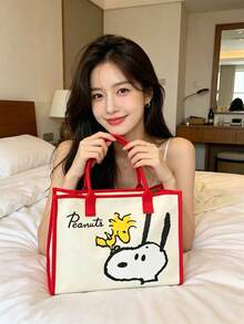 Canvas Tote Bag New Snoopy Women's Handbag Large Capacity Student Tutoring Bag Crossbody Bag, Suitable For Daily Outings, Work, School And Shopping - A - View 3