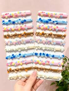 5/10/20pcs/Set Macaron Woven Hair Scrunchies, Sweet Hair Accessories - Suitable For Girls And Women, Applicable For Daily Hairstyling, Outings And More - Multicolor - View 4