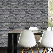 1 Roll Of Retro Brick Pattern Peel And Stick Wallpaper, Self-Adhesive Removable Wall, Kitchen Cabinets, Table Decor, Waterproof, Easy To Install, Suitable For Living Room, Bedroom, Bathroom Decor, Furniture Renovation, Rental Friendly, Home Decor - B-Grey - View 13