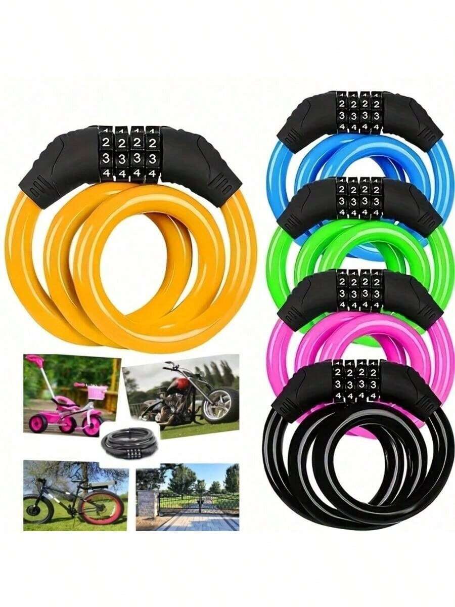 Gembok Kombinasi yang Dapat Diatur Ulang, Cocok untuk Sepeda - Keamanan Anti Pencurian, Desain Kombinasi 4 Digit yang Aman, Cocok untuk Sepeda Gunung dan Sepeda Balap.