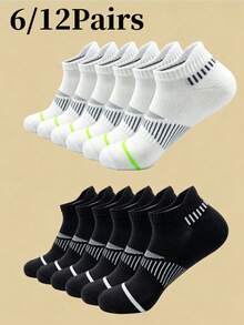 6/12 Pairs New Men's Summer Plus Size Sports Short Socks, Mesh Breathable, Simple Versatile Invisible Socks - Multicolor - View 1