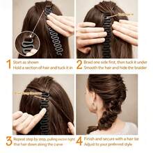 6/3/1pc Fishbone Braiding Comb, Adult 3-Strand Braiding Comb, Curling Iron Styling, Non-Heat Curling Iron, Women's Hair Accessories - One Size - View 7