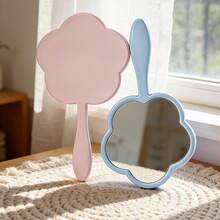 Flower-Shaped Handheld Mirror, Pocket Portable, High-Definition Mirror Surface Without Distortion, Solid Color Flower Design Best Friend Matching Mirror, Bathroom Moisture-Proof Makeup Touch-Up, Romantic Gift For Campus Season, Sweet Gift For All Holidays, Practical Gift For Campus Season/Valentine's Day/Wedding Season/Christmas - Multicolor - View 8