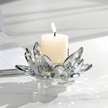1pc Sparkling Crystal Floral Candle Holder, Ideal Housewarming Gift And Valentine's Day Home Decor - Multicolor - View 9