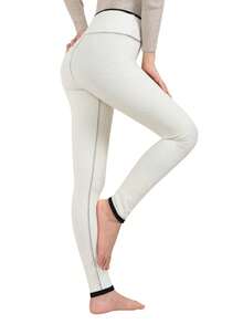 Autumn/Winter Casual High Waist Warm Lined Skinny Leggings, Black - Black - View 4