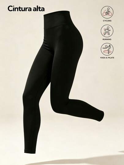 Leggings de yoga sin costuras talle alto con panel transpirable lateral
