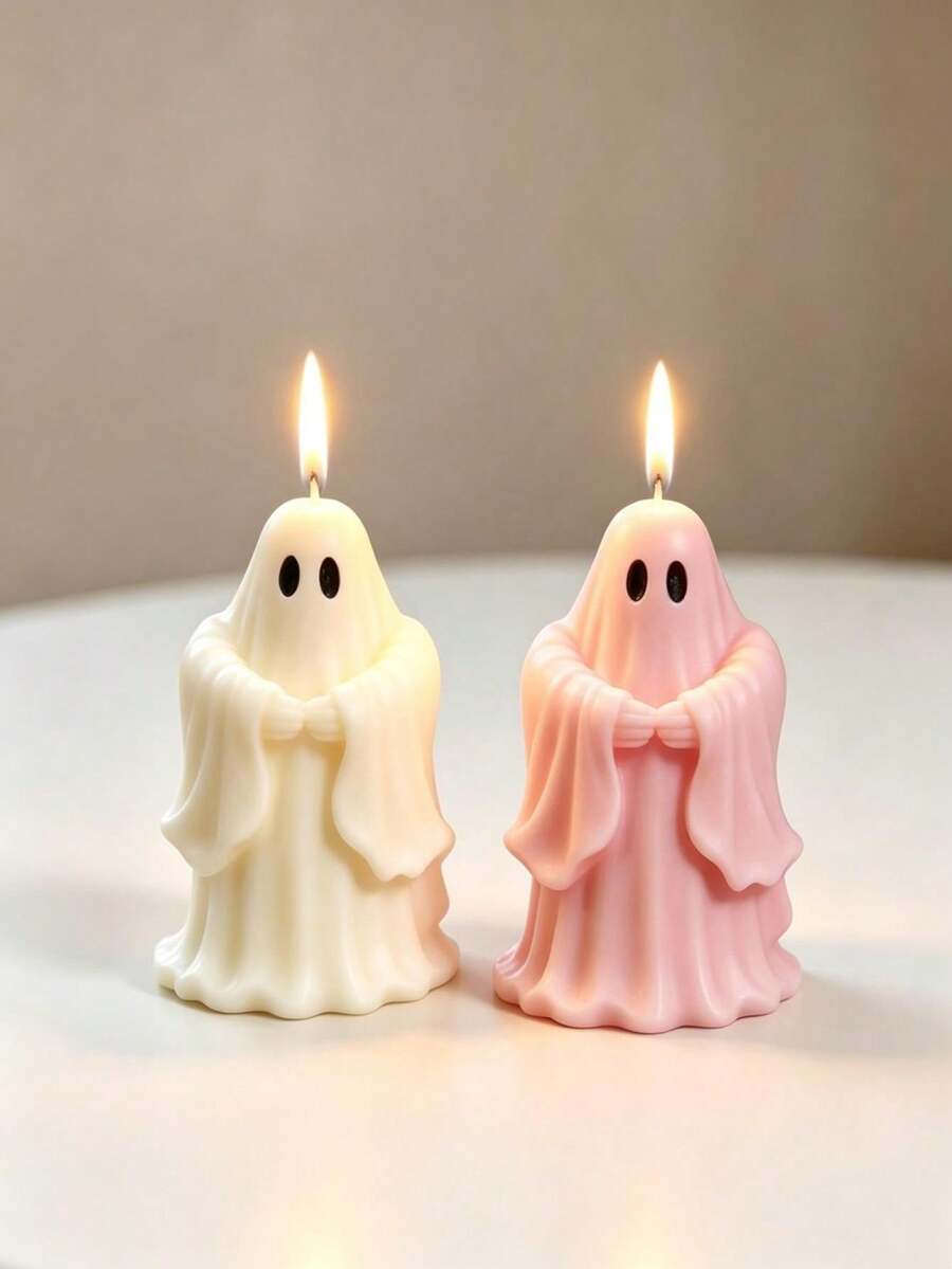 1件南瓜/幽靈/貓頭鷹/生日鴨造型香氛蠟燭矽膠模具，家居裝飾/禮物飾品石膏模具，手工環氧樹脂鑄造模具，藝術裝飾黏土石膏模具/不黏易脫模/耐熱 - A-白色 - 查看 1