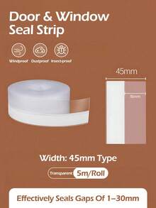 5m Self-Adhesive Silicone Door & Window Sealing Strip - 2.5/3.5/4.5cm (0.98"/1.38"/1.78") Wide - Windproof, Soundproof, Thermal Insulation Sealing Strip, Dust-Proof, Insect-Proof, Moisture-Proof Sealing, Suitable For Door & Window Gaps, Home Decoration Accessories, Commercial Office Decoration Accessories, 3 Widths Suitable For Almost All Decoration Scenarios - Multicolor - View 8