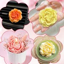 茉莉花矽膠蠟燭模具 2入，茉莉花矽膠模具，適用於樹脂翻模、製作花朵造型車用香氛蠟燭與手工皂、環氧樹脂翻模與石膏手工藝、DIY書架裝飾 - 花 - 查看 2