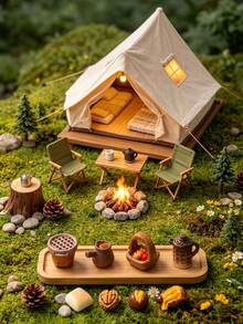 9pcs/1pc Mini Camping Food Pot Basket Bread Chestnut Miniature Decor, Realistic Tiny Resin Decoration Set, Dollhouse Kitchen Accessories, Micro Landscape Fairy Garden Decor, DIY Terrarium Small Ornaments, Home Desktop Party Holiday Seasonal Decoration - Boiled Tea - View 6