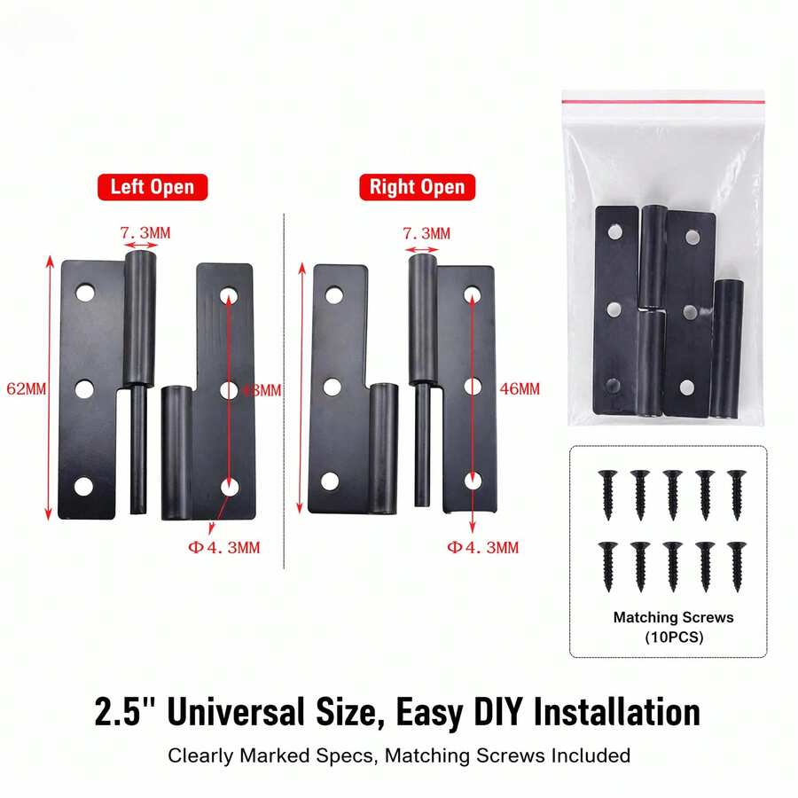 2/4pcs Black Lift Hinge 2.5 Inch (Approx. 6.3cm) Stainless Steel Detachable Small Lift Hinge Right Hand Slide Joint Flag Hinge Lift Up Cabinet Door Hinge - Black - View 1