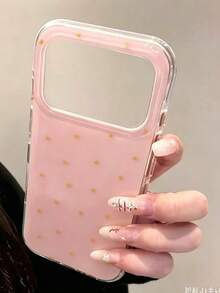 Ins韓系簡約黃色波點手機殼，適用於Apple 17 Pro Max、13/12/16 Pro、新款15 Pro Max，女款純色創意雙層全包覆硬殼保護套 - 粉色 - 查看 2
