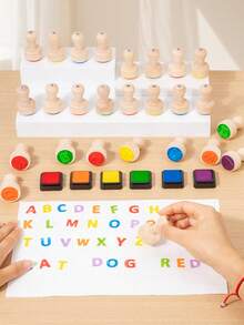 Wooden 26 English Alphabet Stamps, Children's English Word Learning Early Education Educational Toy - Multicolor - View 4