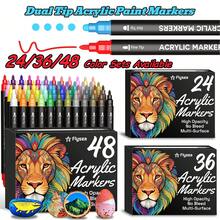 Flysea Dual-Tip Acrylic Paint Marker Set, 24pcs/36pcs/48pcs, 24 Colors/36 Colors/48 Colors, Suitable For Wood, Canvas, Stone, Rock Painting, Glass And Ceramic Surfaces, DIY Craft Art Supplies And Back To School Essential Stationery - Sets - View 1
