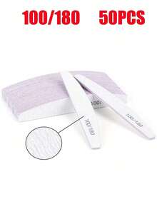 2/10/50PCS Crescent Shape Professional Nail Files, 100/180 Grit Nail Sandpaper, Callus Remover, Polishing Block, Nail Care Accessories Tools - Dusty Purple - View 9