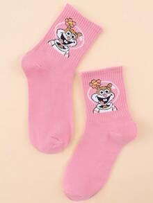 SpongeBob SquarePants 1/4 Pairs Women's Fun Personalized Cartoon Cute Mid-Calf Socks,All-Season,Comfortable,Rich Colors,Suitable For Daily Wear - Multicolor - View 15