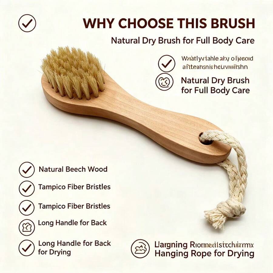 Cepillo de limpieza de cerdas con mango de madera, cepillo de baño multifunción, herramienta de limpieza de cerdas con ranura y cuerda para colgar para uso doméstico - Albaricoque - Ver 1