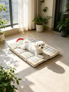 1pc Cartoon Plaid Pattern Pet Bed Mat For Cats And Dogs, Reversible Pet Sleeping Pad, Portable Cat Bed Mat, Suitable For Indoor Use, Machine Washable - Multicolor - View 6
