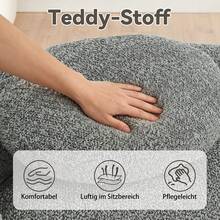 Sofa Grey Made Of Teddy For Living Room - 深灰色 1 人座 - 查看 5