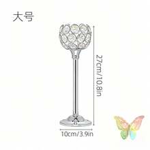 3pcs Gold Crystal Candle Holder Set, Vintage Hollow Ball Metal Lantern Candle Holder, Suitable For Wedding And Home Decor Table Centerpiece - Multicolor - View 8