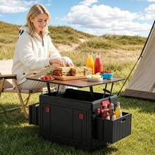 shenghuochuangyi Multi-Functional Camping Storage Box With Foldable Expandable Tabletop, Large Capacity Waterproof Portable Outdoor Picnic Organizer Bin, Multipurpose Storage Container For BBQ, Road Trip, Car Trunk, Camping & Household Storage - New Style Foldable Outdoor Storage Box - View 5