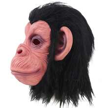 Rubber Black Fur Monkey Face Latex Ape Mask Gorilla Mask Funny Animal Full Face Head Cover Halloween Cosplay Prop Christmas Holiday Party Performance Mask - 1pc Monkey Mask - View 2