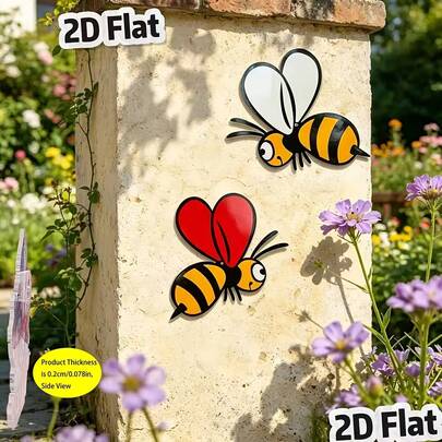 1set Cute 2D Flat Acrylic Bee Wall Decor, Bee Hanging Sign, Warm Wall Decor Gift For Indoor Home Wall Decoration In Cafes, Kitchens, Bedrooms, Farmhouses And More