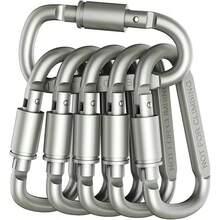 6 Piezas Clips de Mosquetón, Mosquetón de Escalada de Aluminio, Mosquetones de Bloqueo Multifuncionales, Mosquetón con Bloqueo de Tornillo para Cuerdas, Llaveros, Escalada en Roca, Montañismo - Multicolor - Ver 1