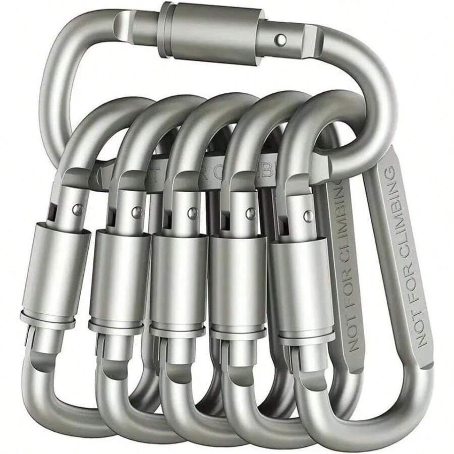 6 Piezas Clips de Mosquetón, Mosquetón de Escalada de Aluminio, Mosquetones de Bloqueo Multifuncionales, Mosquetón con Bloqueo de Tornillo para Cuerdas, Llaveros, Escalada en Roca, Montañismo - Multicolor - Ver 1